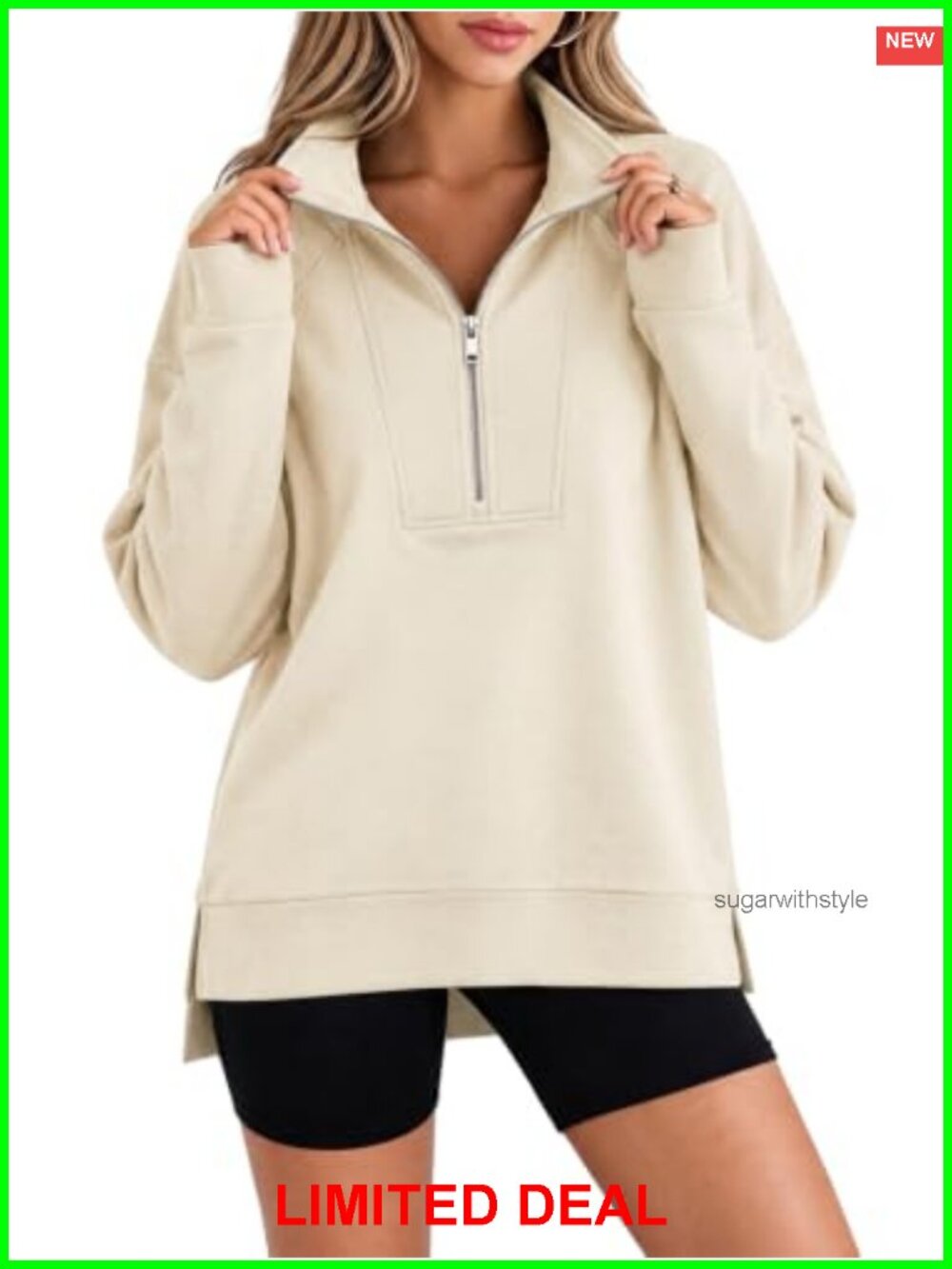 Womens Half Zip Sweatshirt Oversized Workout Pullover Hoodie
